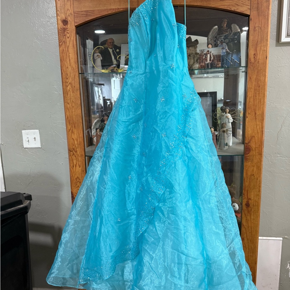Blondie Nites Aqua Blue Prom Dress